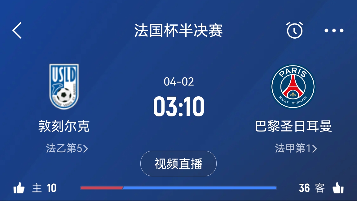 繼續(xù)大撤退？法國杯半決賽敦刻爾克挑戰(zhàn)巴黎，此前連續(xù)逆轉(zhuǎn)法甲隊(duì)